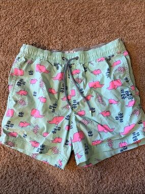 Party pants boys elastic waist tie swimsuit sz L moby dick pattern